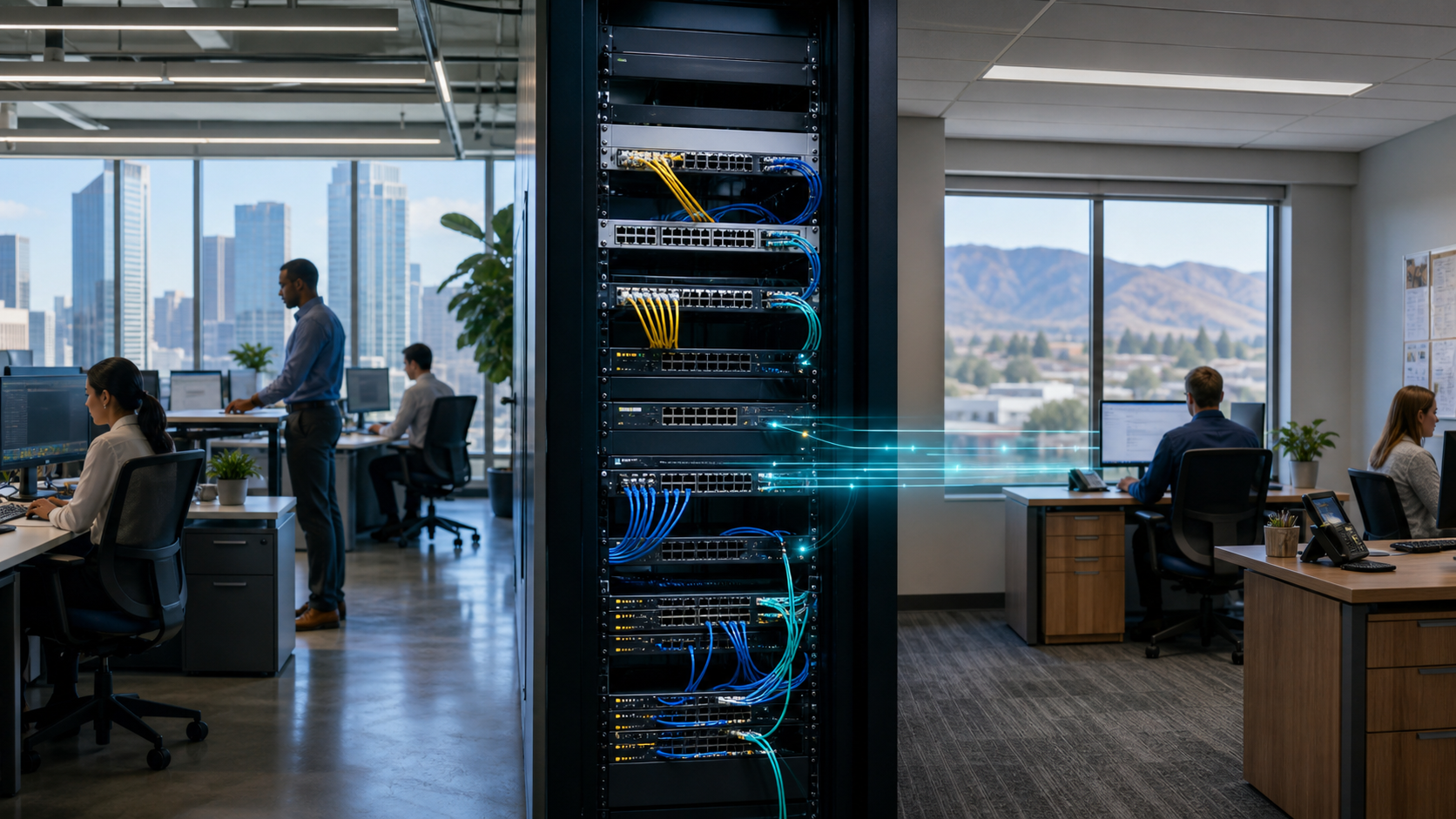 Headquarters and branch office connected through a secure VLL network