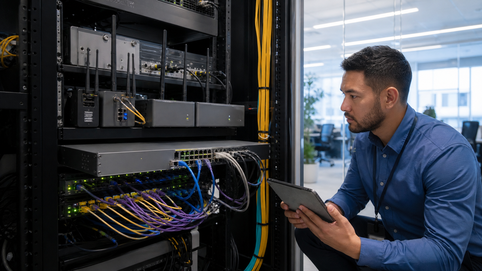 IT engineer monitoring a resilient multi-WAN branch office network
